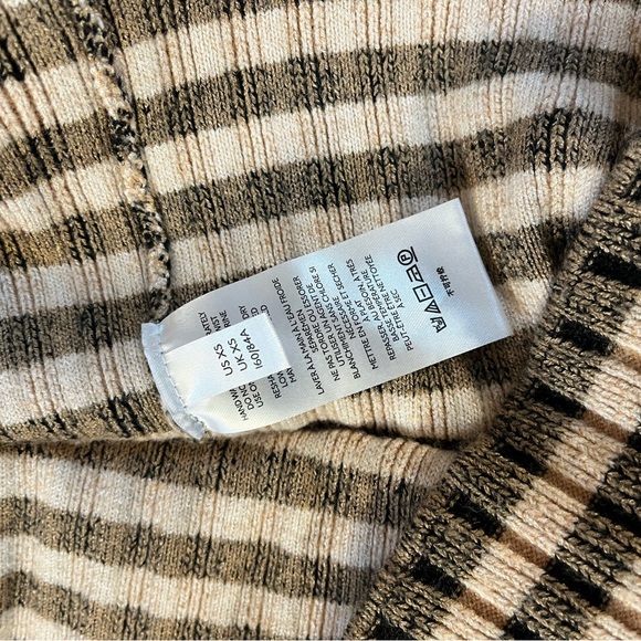 Maeve Anthropologie Pullover Women XS Tan Stripe Turtleneck Sweater Elevated - Picture 9 of 11